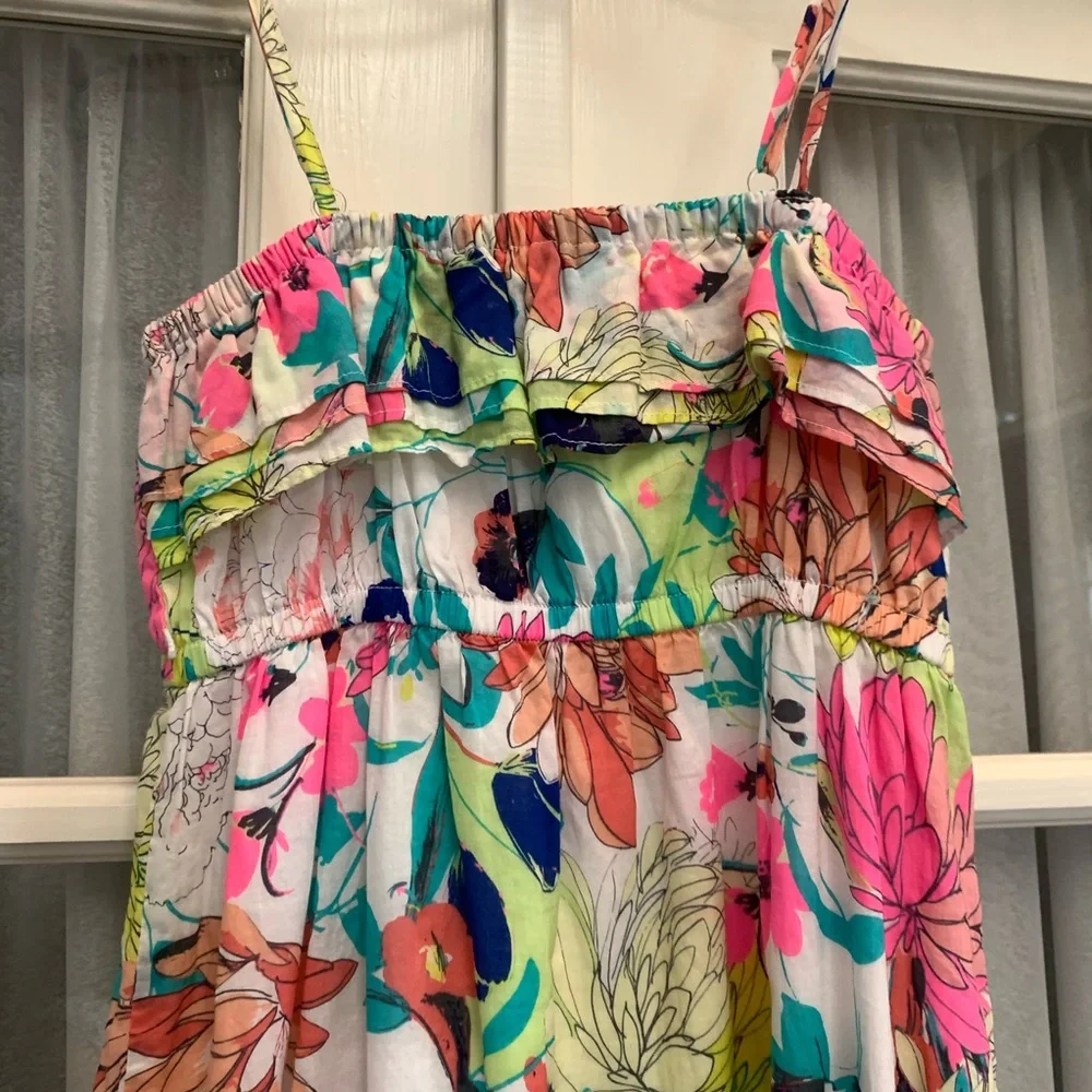 Mixed pink/blue/yellow floral print dress